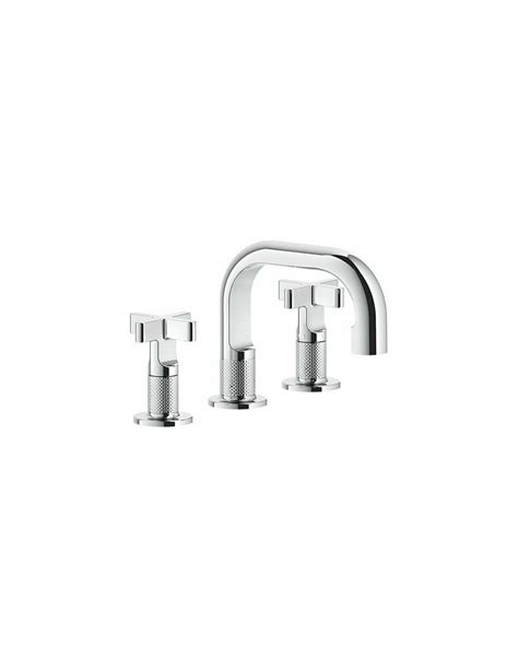 Miscelatore Lavabo Gessi Serie Inciso 3 Fori Cod 58112 Senza Scarico