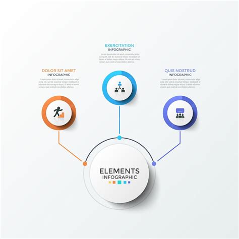 Premium Vector Diagram With 3 Paper White Round Elements With Flat Icons Inside Connected To