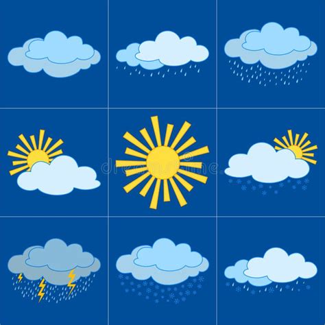 Weerpictogrammen Met Binnen Zon Wolk Regen En Maan Vector Illustratie