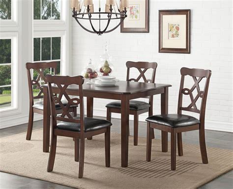 Ingeborg 5pc Pk Dining Set In Black Pu And Espresso Acme Furniture 71835