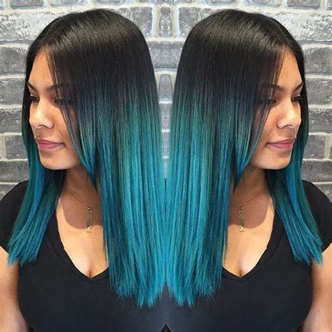 Black Hair With Light Blue Highlights