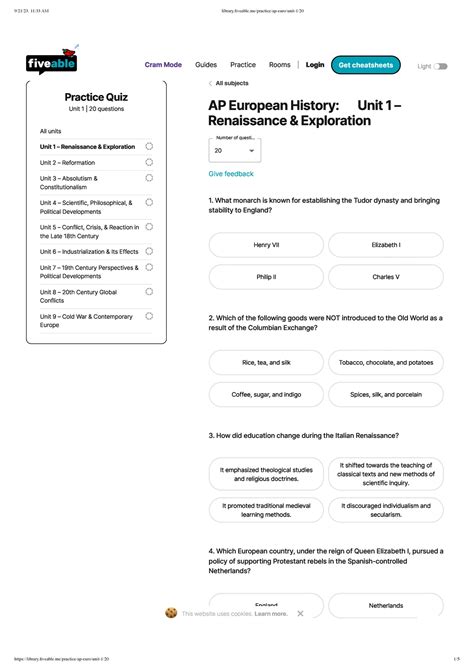 AP Euro - Unit 1 Test Review - All subjects AP European History: Unit 1 – Renaissance & - Studocu