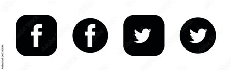 Social Media Logos Facebook Twitter X Silhouette Icons Editorial