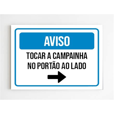 Placa de aviso tocar campainha no portão ao lado mdf 20x29 no Shoptime