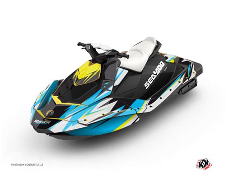 Seadoo Spark Jet Ski Stage Graphic Kit Yellow Blue Kutvek Kit Graphik