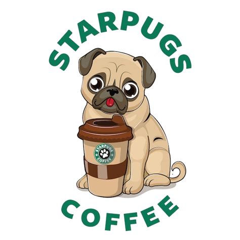 Premium Vector Cute Pug With Coffee Cup