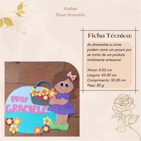 Placa De Porta Em Eva Pequena No Elo Atelier Rosa Amarela A