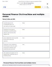 8 Personal Finance Ch 6 True False And Multiple Choice Flashcards