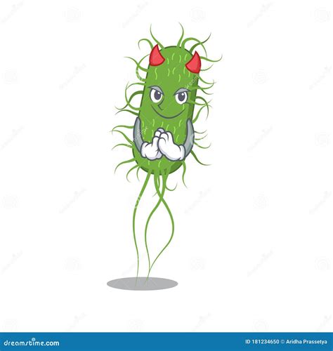 E.coli Bacteria Dressed As Devil Cartoon Character Design Style Vector Illustration ...