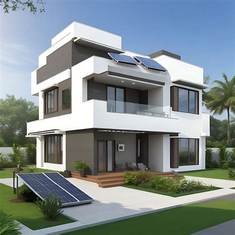 Premium Ai Image A Modern Smart Home With Solar Panels Rooftop System