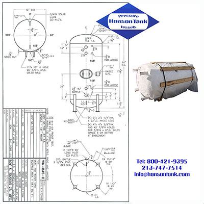 WM845B 534 Gallon HLW Hot Water Tank Hanson Tank Asme Code Pressure Vessel Mfg