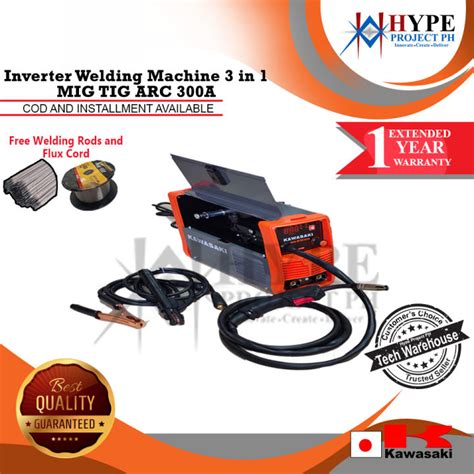 Kawasaki MIG TIG ARC 3 In 1 Gasless Inverter Welding Machine With FLUX