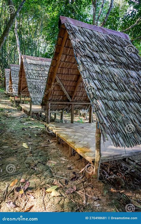 Traditional Shelter With Thatched Roof In The Middle Of Bamboo Forest At Hutan Bambu Wanadesa