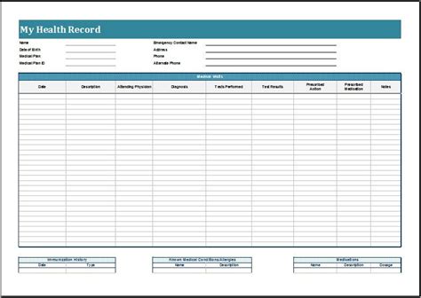 Free Personal Health Record Template ~ Excel Templates