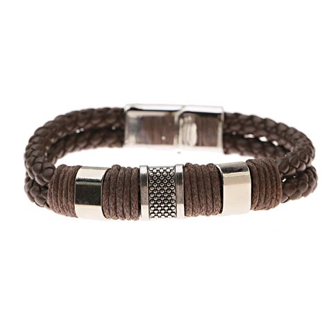 Stainless Steel Leather Braided Rope Bracelet For Men Luxury