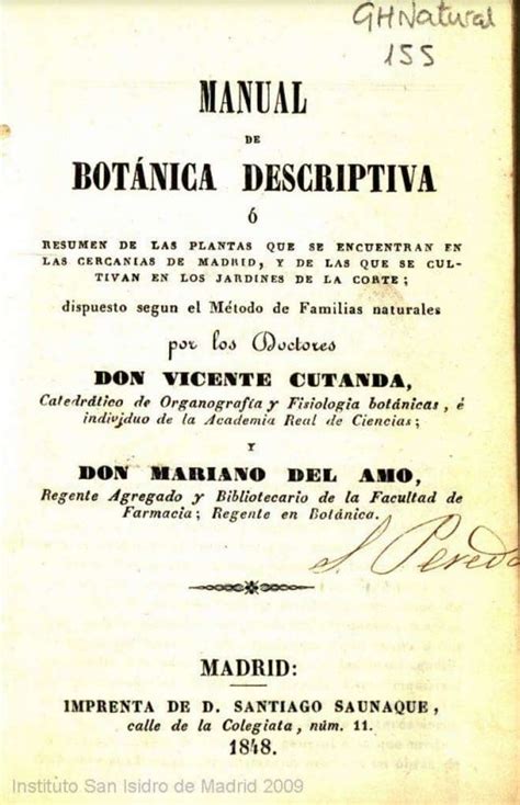 Manual De Nica Descriptiva O Resumen De Las Plantas Que Se