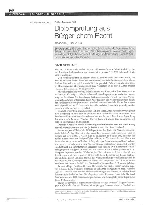 Fall Erbrecht Sachenrecht FÜM II Angabe Studocu