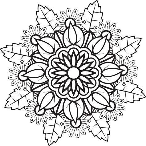 Hand Drawing Mandala Flower Pattern Coloring Page Vector Art