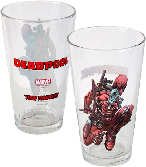 Pint Glass Marvel Deadpool Toon Tumbler 16oz Cup New Toys Tt0131 Uk Home And Kitchen