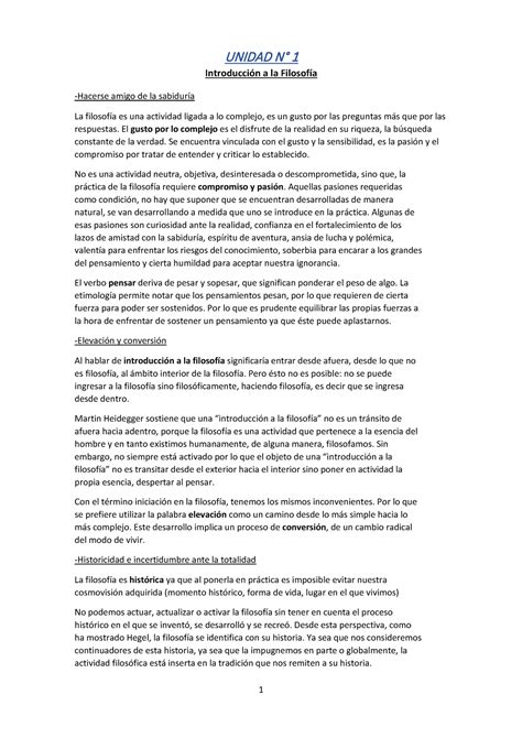 Unidad N1 Final UNIDAD N 1 Introducción a la Filosofía Hacerse