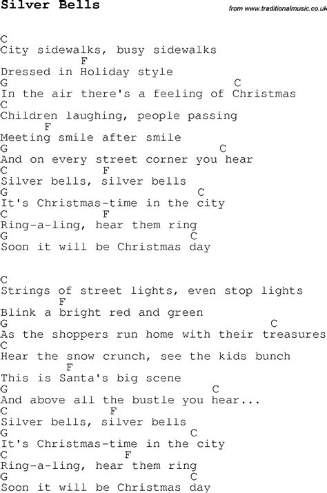 Christmas Carol Song Lyrics With Chords For Silver Bells Christmas