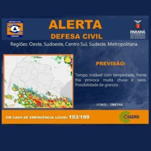 Risco de desastre Defesa Civil coloca Paraná em alerta para temporais