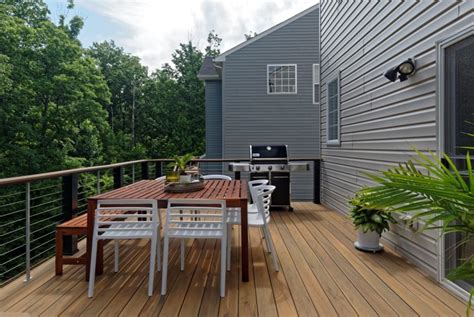 Contemporary Cable Railing Deck With Spiral Staircase Contemporary