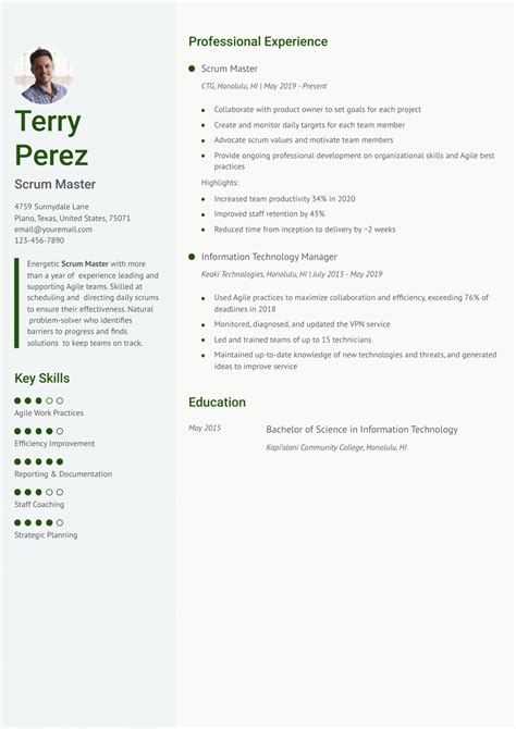 Scrum Master Resume Examples And Templates For 2025