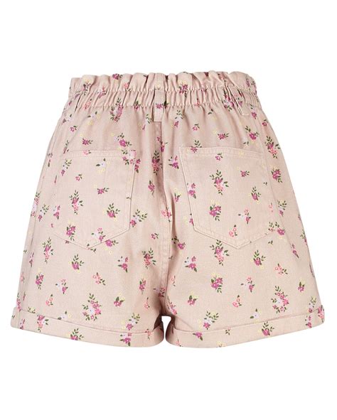 Riachuelo Short Jeans Color Feminino Clochard Floral Rosa Jeanseria