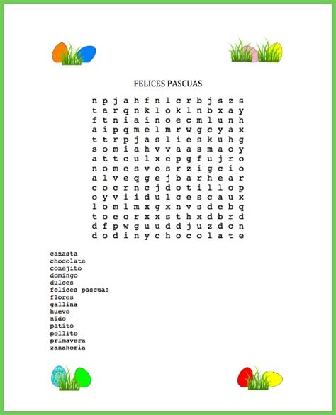 Spanish Easter Word Search Adding Context Spanish Playground