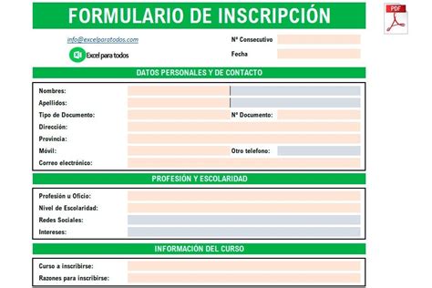 El Formato Ficha de Inscripción te permite llevar los registros de