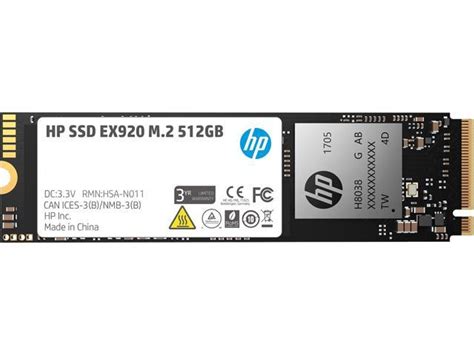 HP EX920 M 2 512GB PCIe 3 0 X4 NVMe 3D TLC NAND Internal Solid State