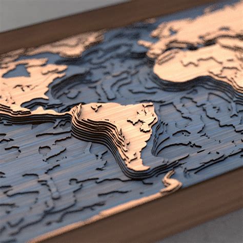 Laser Cut Map Of The World Peaks