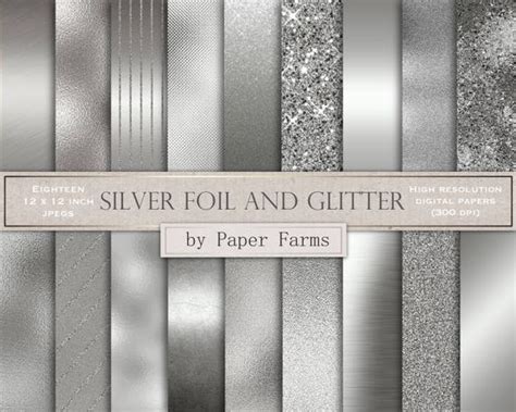 Silver Digital Paper Silver Foil Digital Paper Silver Etsy