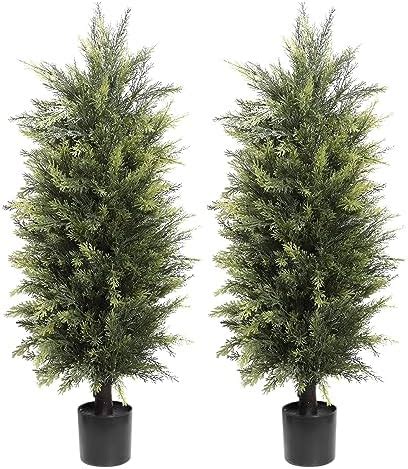 Amazon Artificial Topiary Cedar Trees Pack Inch Artificial