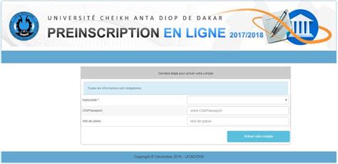 Formulaire D Inscription Ucad