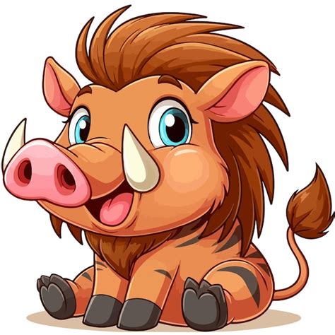 Premium Vector Cute Warthog Vector Cartoon Illustration