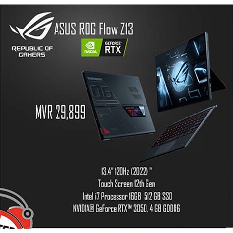 Asus Rog Flow 2022 Z13 Tablet 120hz Rtx 3050 Intel Core I7 12700h 16gb Ddr5 Ibay