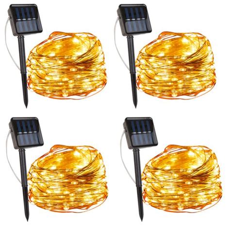 4pcs 10m 100LED guirlandes solaires 8 modes extérieur arbres de noël