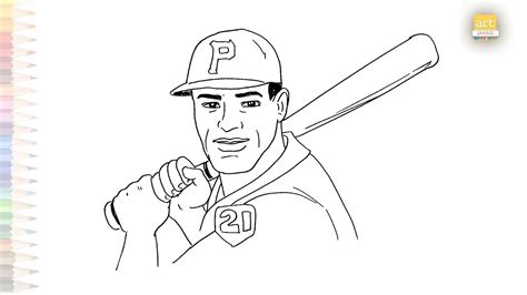 Roberto Clemente Drawing Baseball Right Fielder Drawing How To Draw