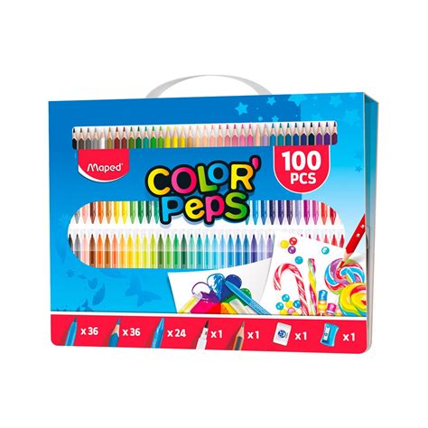 Maletín artístico Maped Color Peps 100 piezas lápices crayones goma