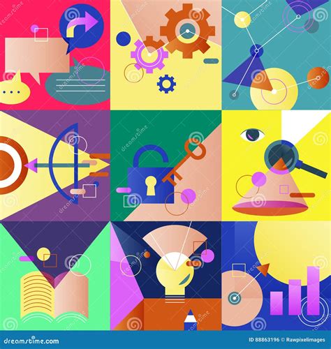 Icon Business Vector Set Colorful Concept Stock Vector - Illustration ...