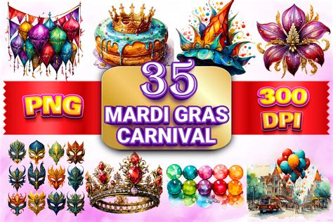 Mardi Gras Carnival Clipart Bundle 2 Graphic By Royalerink · Creative