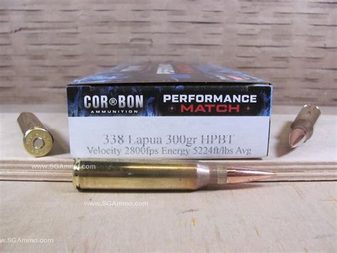 20 Round Box 338 Lapua 300 Grain Hollow Point Bt Corbon Performance Match Ammo Pm338300 20