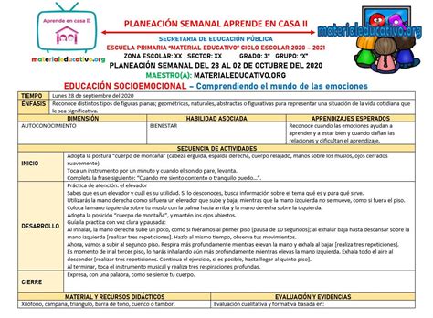 Planeaci N Del Tercer Grado Con Actividades De Acuerdo A Los