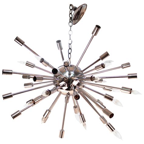 Big Chrome Sputnik Mid Century Chandelier Hanging Lamp At 1stDibs