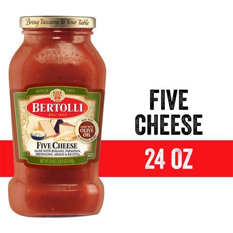 Bertolli Five Cheese Sauce Authentic Tuscan Style Pasta Sauce Made With Vine Ripened Tomatoes