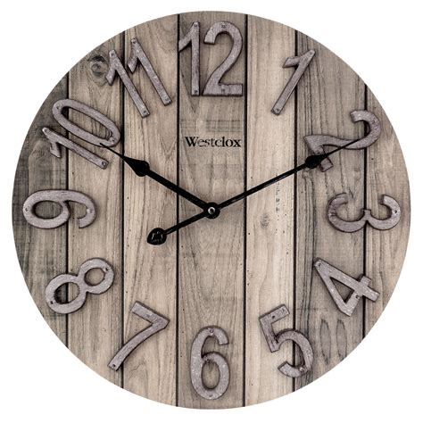 Westclox 15 5 Brown Farmhouse Style Wood Grain Analog Qa Wall Clock With Raised Numbers