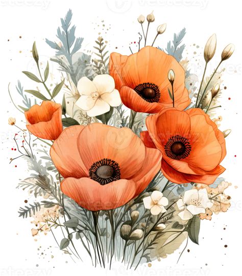 Watercolor Poppy Flower Illustration 24678198 Png