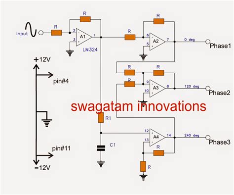 Three Phase Signal Generator Circuit From A Single Phase Source